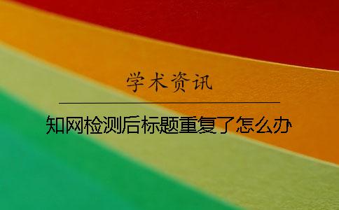 知网检测后标题重复了怎么办？
