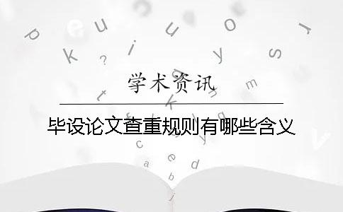 毕设论文查重规则有哪些含义
